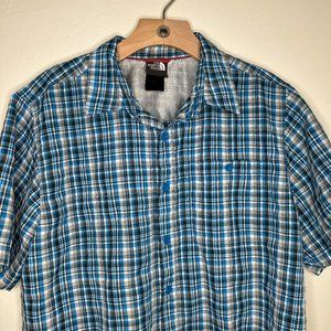 The North Face Blue Plaid Casual Button Down Shirt